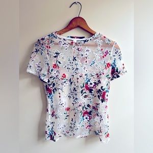 Sheer embroidered floral top